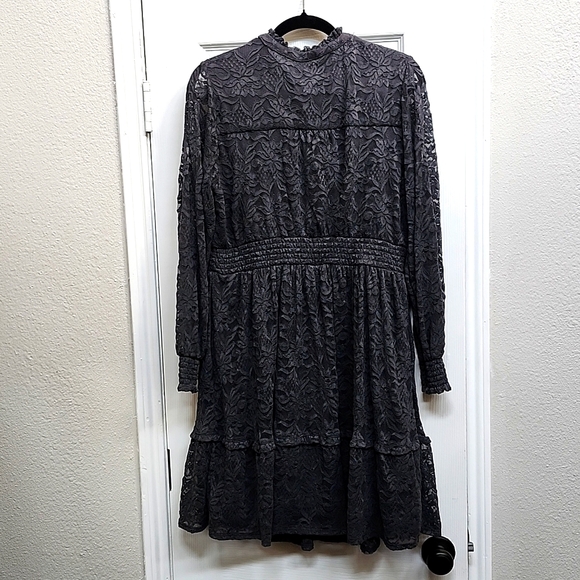 TORRID Gray Long-Sleeve Lace Mini Dress, Size 0/L/12 - Picture 5 of 11